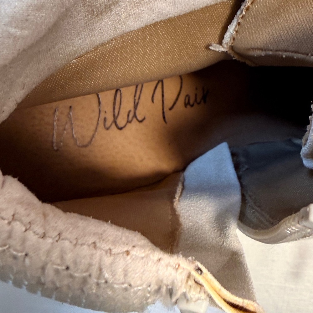 Wild Pair Bentlip Combat Boots Size 7 Cream Lace Up Side Zip Lug Sole Block Heel - Picture 7 of 15